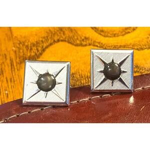 VTG Swank Silver Tone Burst Design with Black Lucite Inserts